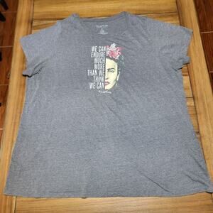 Frida Kahlo Dark Grey Tee "We Can Endure..." - Size 4